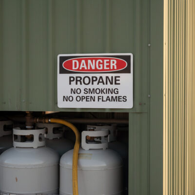 Danger Propane no smoking no open flames