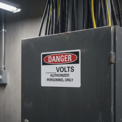 Danger ____volts authorized personnel only
