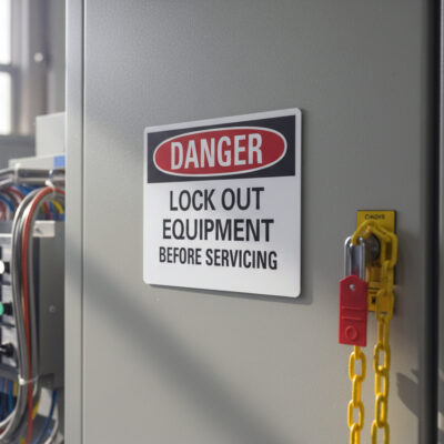 Danger Lock out equipment before servicing