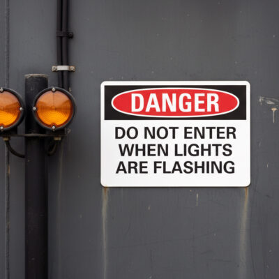 Danger Do not enter when lights are flashing