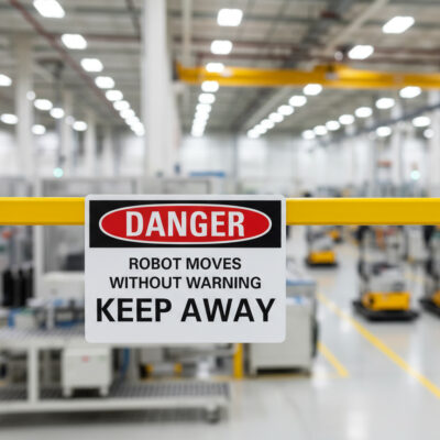 Danger Robot moves without warning keep away