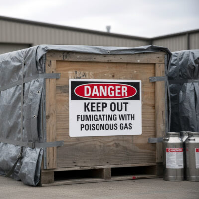 Danger Keep out fumigating with poisonous gas