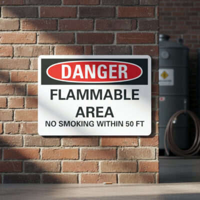 Danger Flammable area no smoking within 50 ft