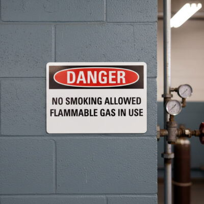 No smoking allowed flammable gas in use English