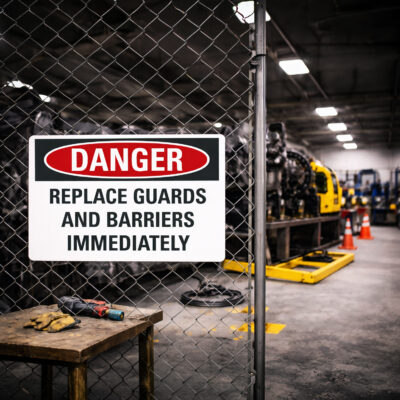 Danger Replace guards and barriers immediately