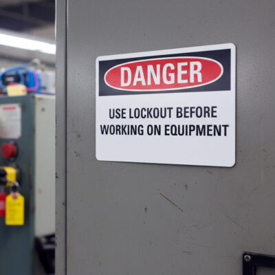 Danger Use lockout before working on equipment
