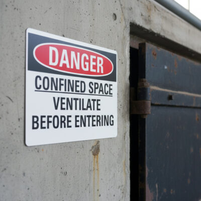 Danger Confined space ventilate before entering
