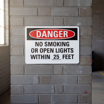 No smoking or open lights within ___feet English