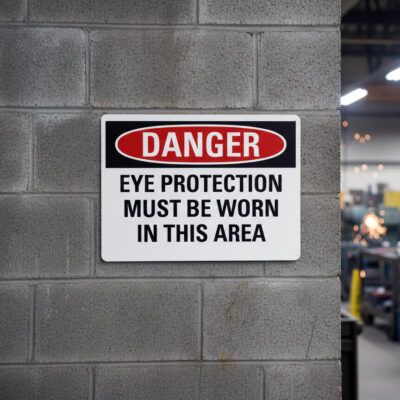 Danger Eye protection must be worn in this area