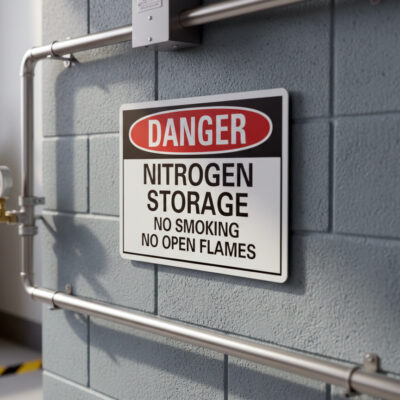 Danger Nitrogen storage no smoking no open flames