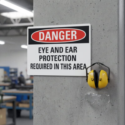 Danger Eye and ear protection required in this area