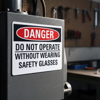 Danger Do not operate without wearing safety glasses