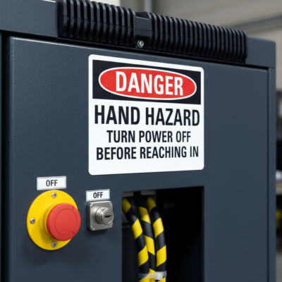 Danger Hand hazard turn power off before reaching in