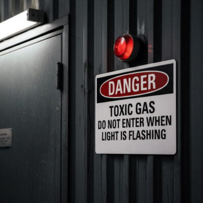 Danger Toxic gas do not enter when light is flashing
