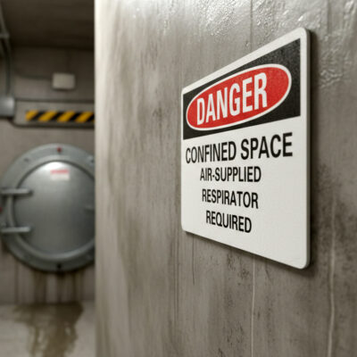 Danger Confined space air-supplied respirator required