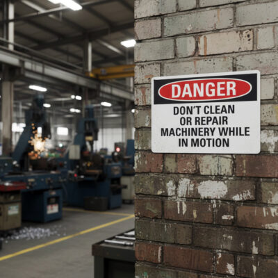 Danger Don't clean or repair machinery while in motion