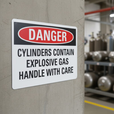 Danger Cylinders contain explosive gas handle with care