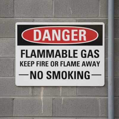 Danger Flammable gas keep fire or flame away no smoking