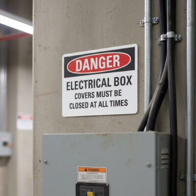 Danger Electrical box covers must be closed at all