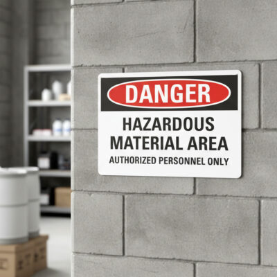 Danger Hazardous material area authorized personnel