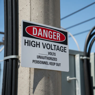 Danger High voltage volts unauthorized personnel keep