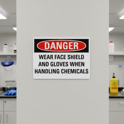 Danger Wear face shield and gloves when handling