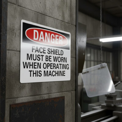 Danger Face shield must be worn when operating this