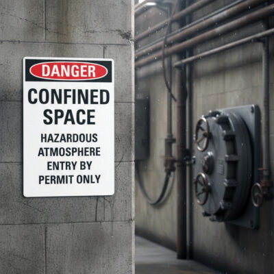 Danger Confined space hazardous atmosphere entry by