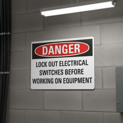Danger Lock out electrical switches before working on