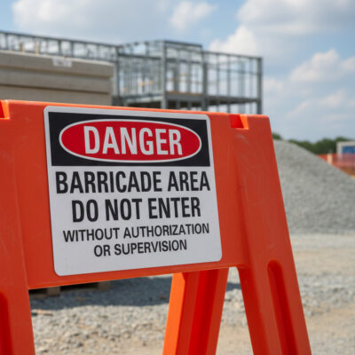 Danger Barricade area do not enter without