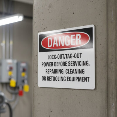 Danger Lock-out/tag-out power before servicing