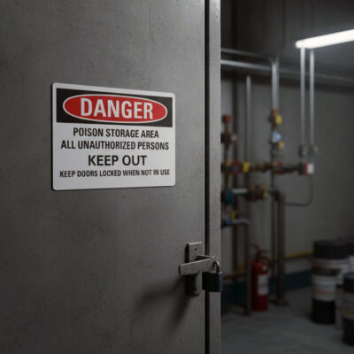 Danger Poison storage area all unauthorized persons