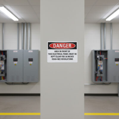 Danger Area in front of this electrical panel must be